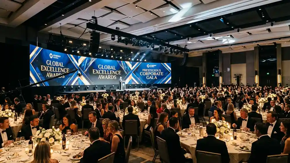Fiesta de fin de año empresarial y cena de gala